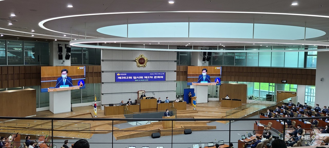 김동연 경기지사가 10일 경기도의회에서 도정연설을 하고 있다. (사진=이동화 기자)